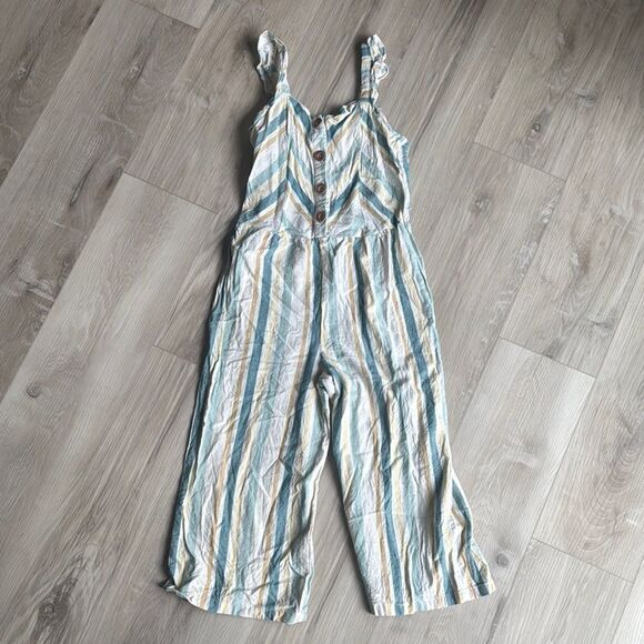 Art Class Striped Kids One Piece Jumpsuit Overalls Size L 10/12 - Picture 1 of 4